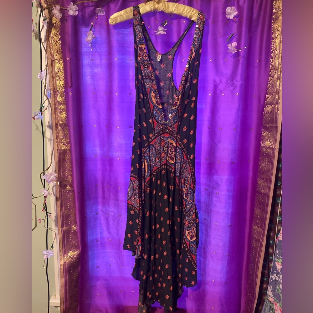 Free people intimately boho flowy midi button up racerback summer dress nwt xs